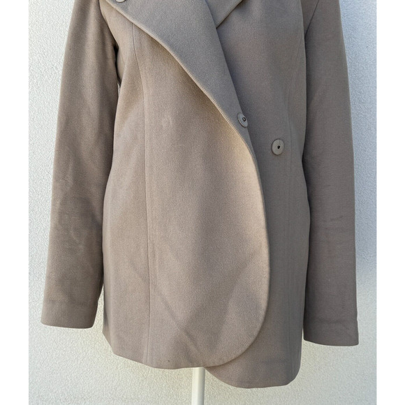 Lan jaenicke Designer Cashmere Coat Sz.1 (0-2) Neutral Taupe Button Closure - Picture 3 of 10